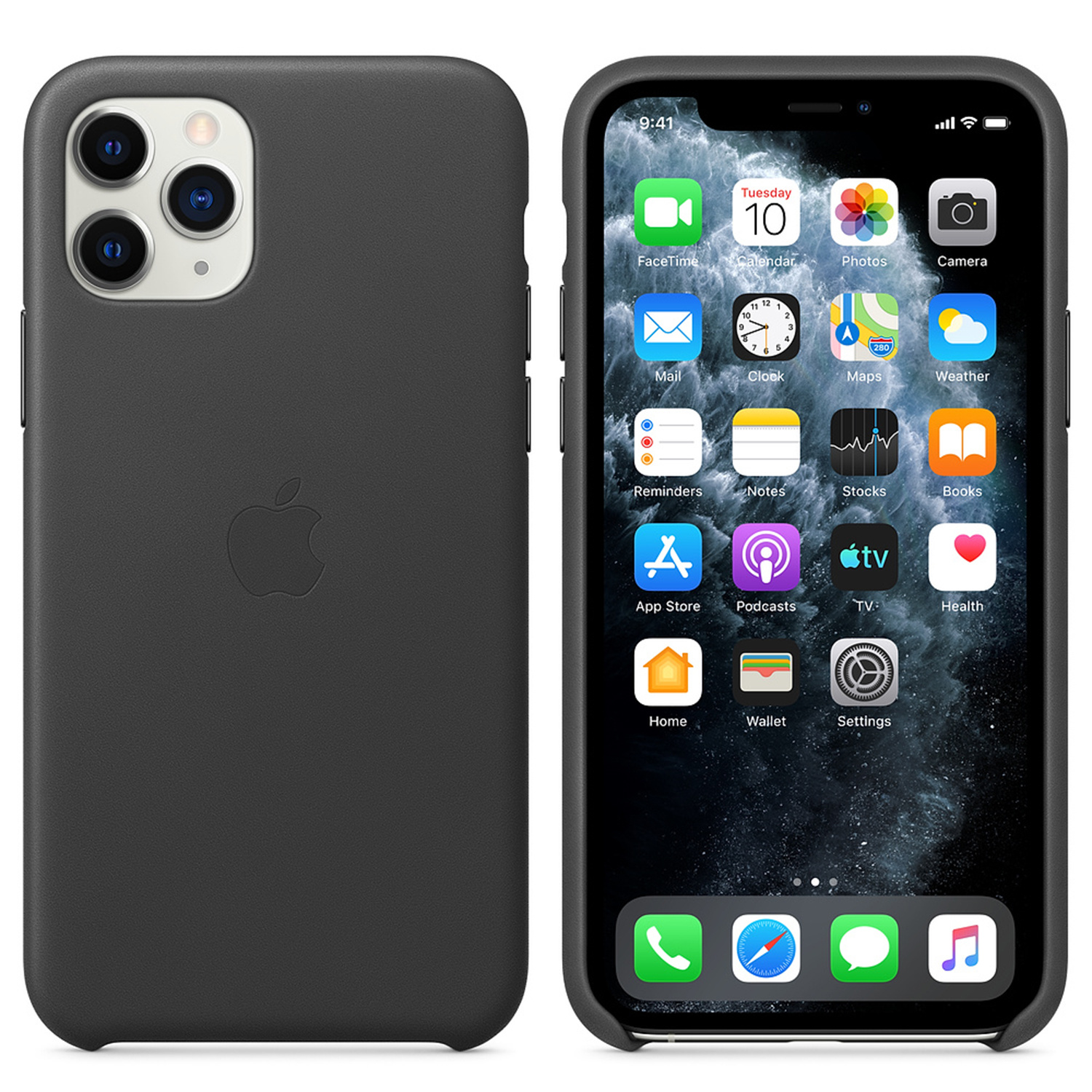Leather Backcover Apple iPhone 11 Pro - Black - Afbeelding 3