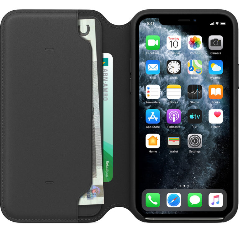Leather Folio Bookcase Apple iPhone 11 Pro - Black - Afbeelding 2