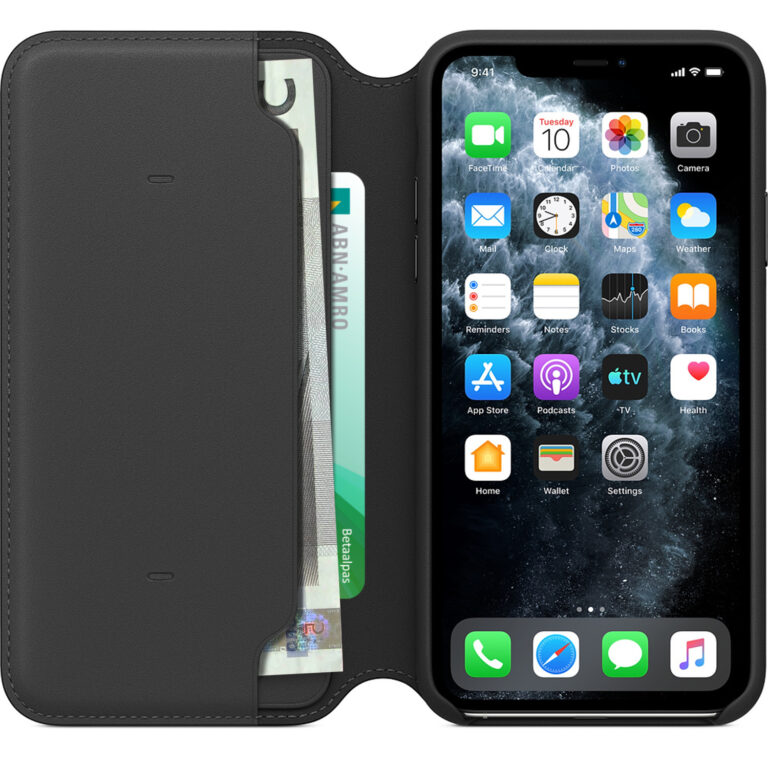 Leather Folio Bookcase Apple iPhone 11 Pro Max - Black - Afbeelding 2