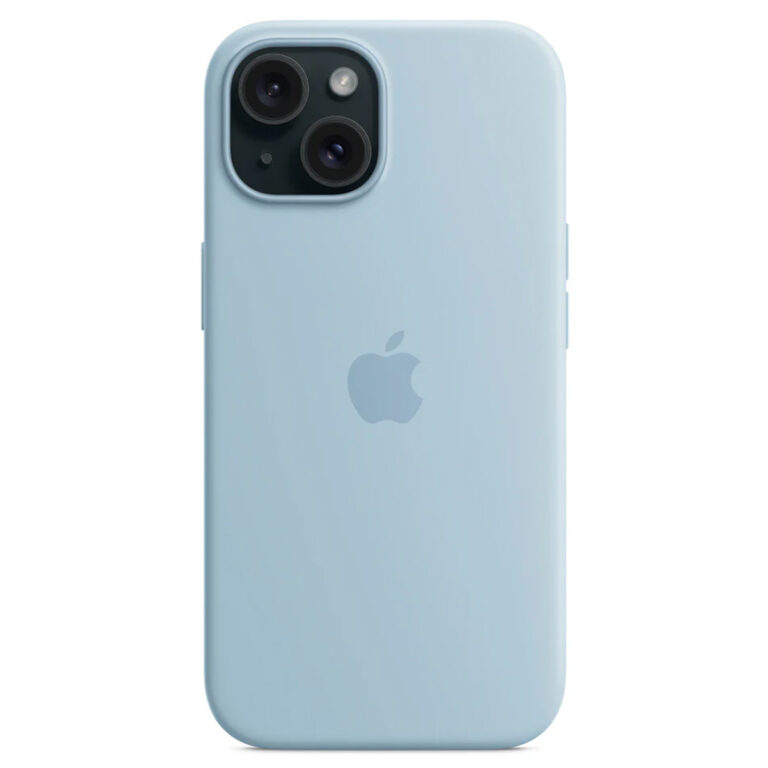 Silicone Backcover MagSafe Apple iPhone 15 - Lichtblauw - Afbeelding 10
