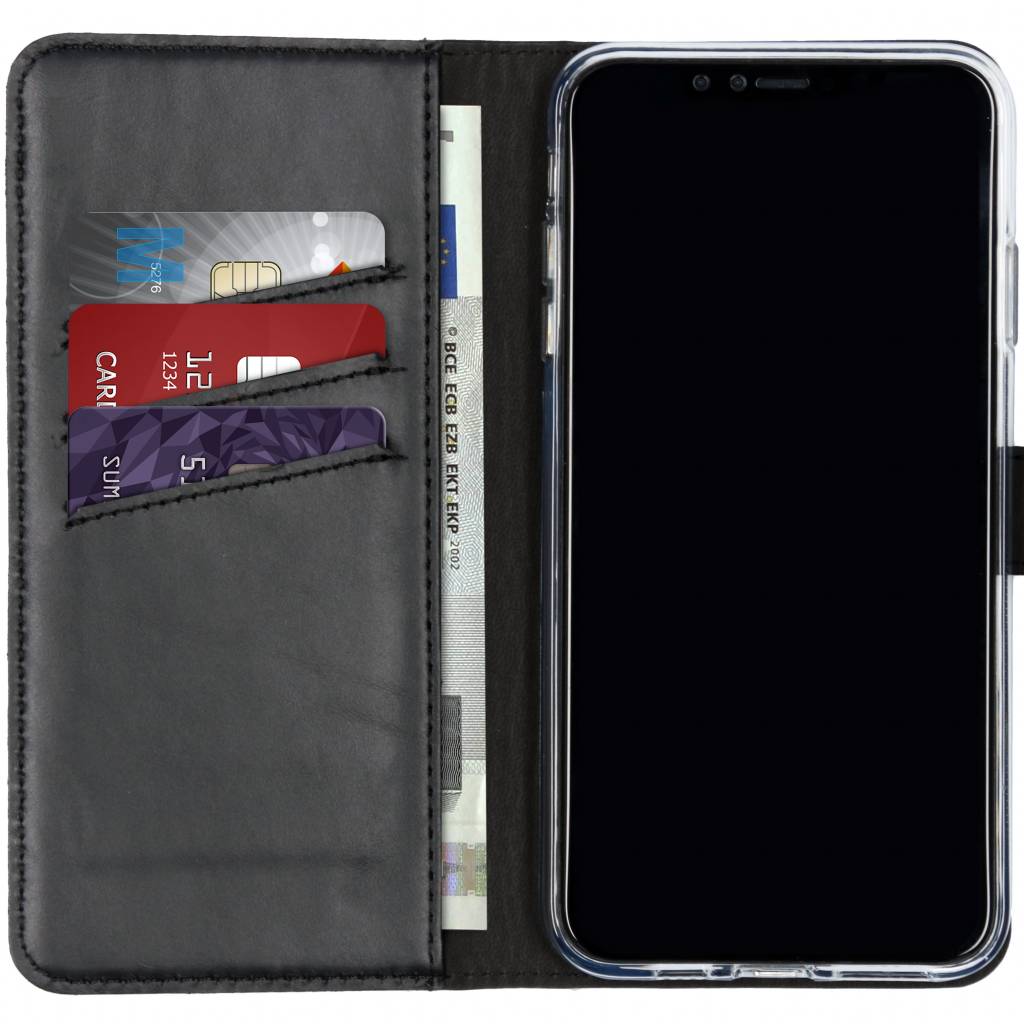 Selencia Echt Leren Bookcase Apple iPhone Xs Max - Zwart - Afbeelding 3