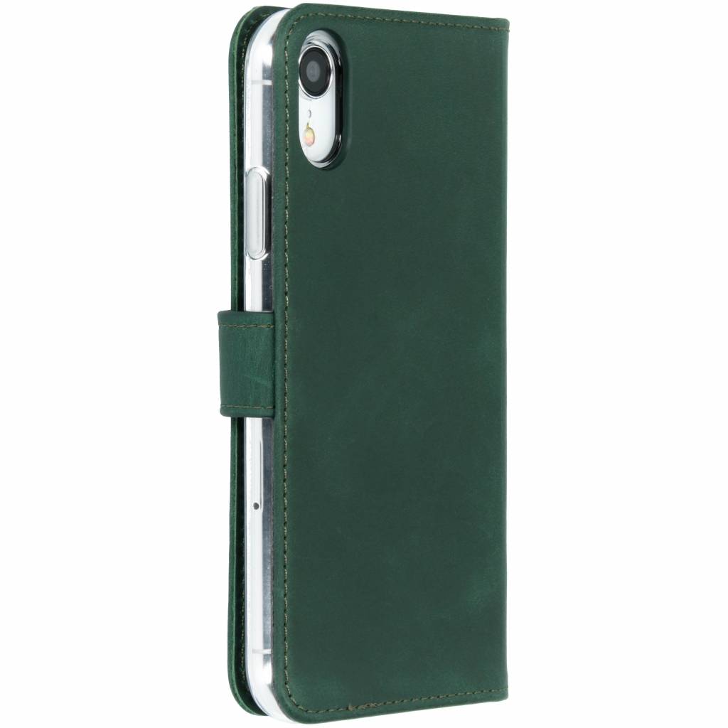 Selencia Echt Leren Bookcase Apple iPhone Xr - Groen - Afbeelding 3