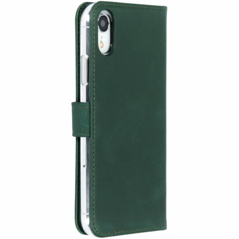 Selencia Echt Lederen Bookcase Apple iPhone Xr - Groen - Afbeelding 3