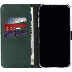Selencia Echt Leren Bookcase Apple iPhone Xr - Groen