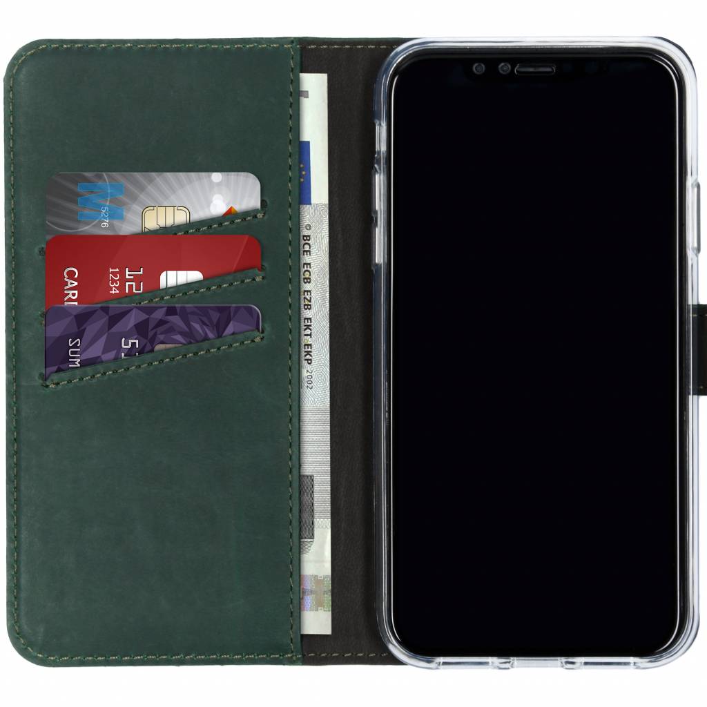 Selencia Echt Lederen Bookcase Apple iPhone Xr – Groen