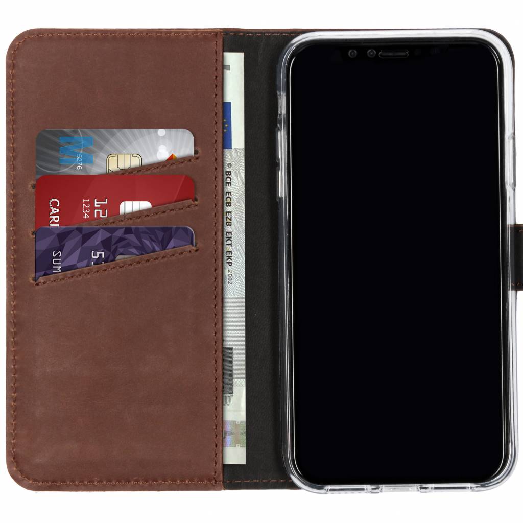 Selencia Echt Leren Bookcase Apple iPhone Xr - Donkerbruin
