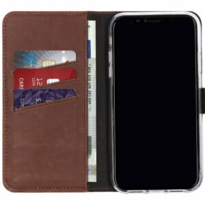 Selencia Echt Lederen Bookcase Apple iPhone Xr - Donkerbruin