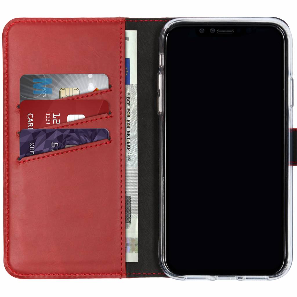 Selencia Echt Lederen Bookcase Apple iPhone Xr – Rood