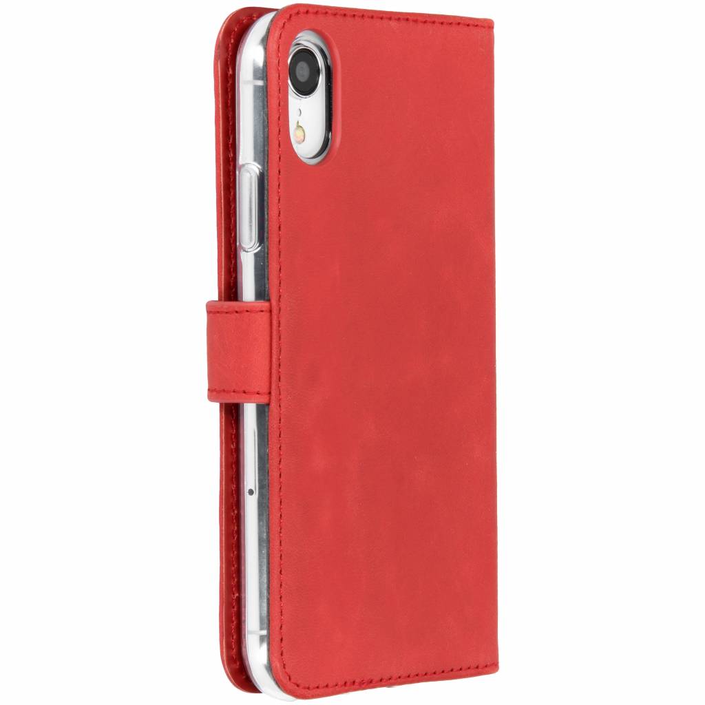 Selencia Echt Leren Bookcase Apple iPhone Xr - Rood - Afbeelding 3