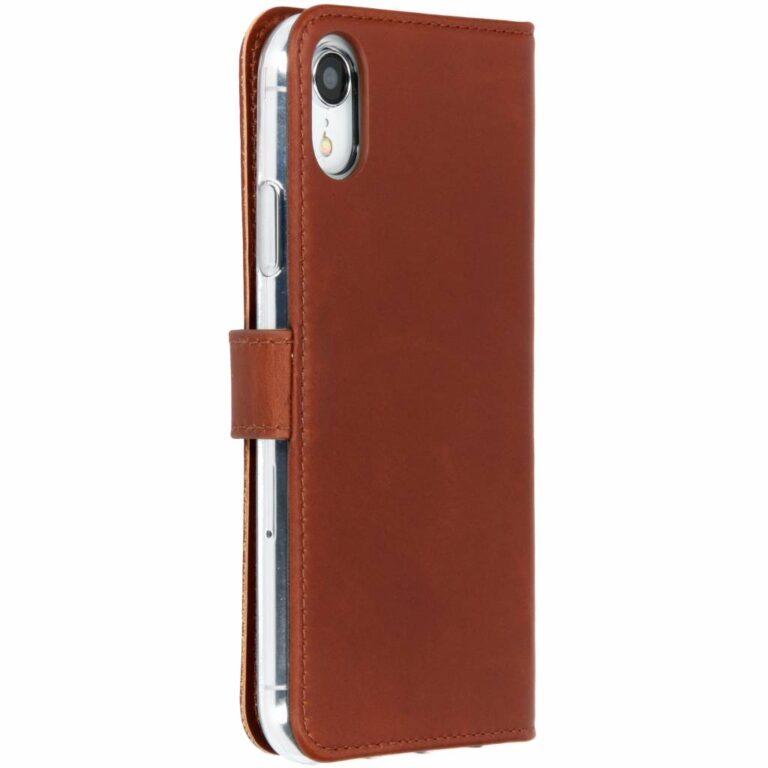Selencia Echt Lederen Bookcase Apple iPhone Xr - Lichtbruin - Afbeelding 3