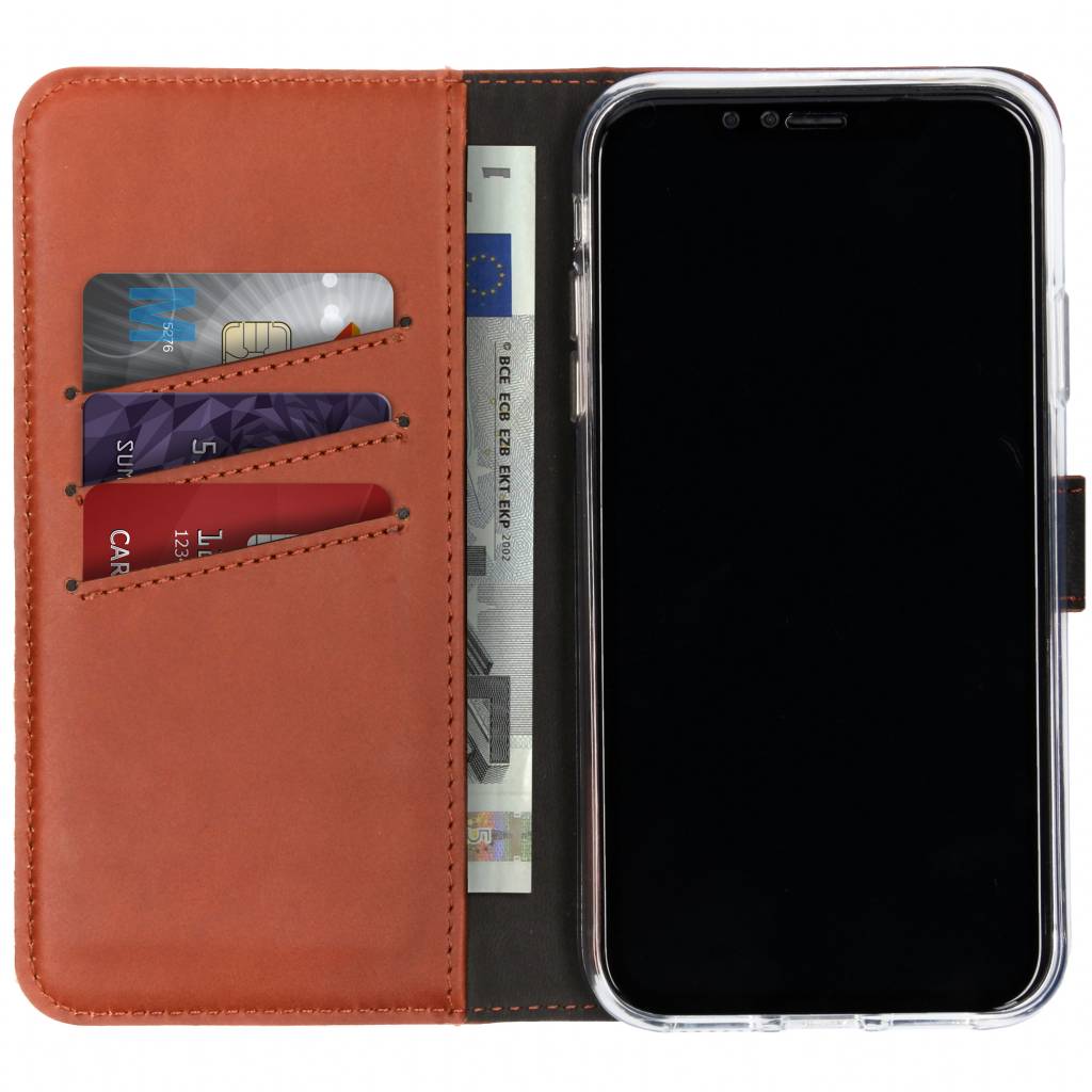 Selencia Echt Lederen Bookcase Apple iPhone Xr – Lichtbruin