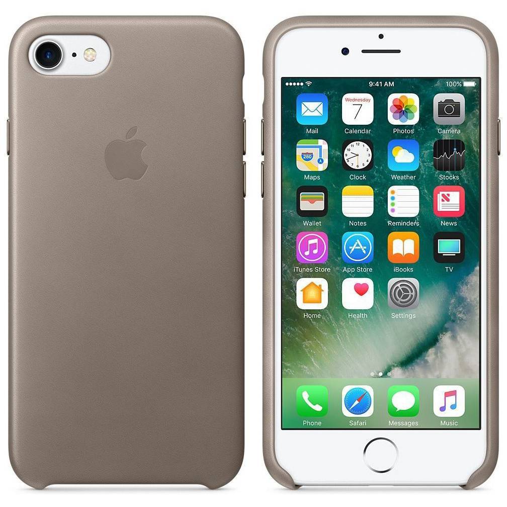 Leather Backcover Apple iPhone SE (2022 / 2020) / 8 / 7 - Taupe - Afbeelding 3