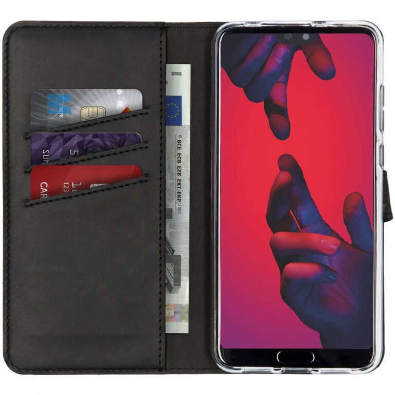 Selencia Echt Lederen Bookcase Huawei P20 Pro - Zwart - Afbeelding 3