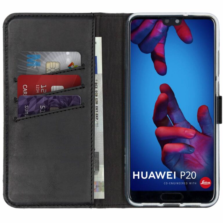 Selencia Echt Lederen Bookcase Huawei P20 - Zwart - Afbeelding 3
