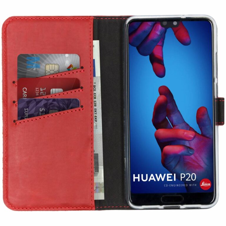 Selencia Echt Lederen Bookcase Huawei P20 - Rood - Afbeelding 3