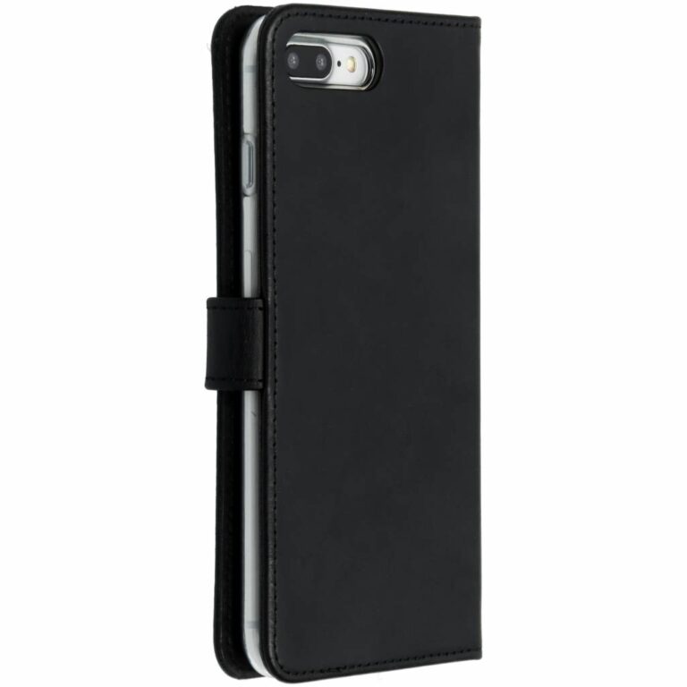 Selencia Echt Lederen Bookcase Apple iPhone 8 Plus / 7 Plus - Zwart - Afbeelding 3