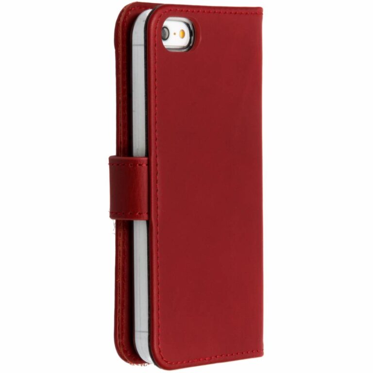 Selencia Echt Lederen Bookcase Apple iPhone SE / 5 / 5s - Rood - Afbeelding 3