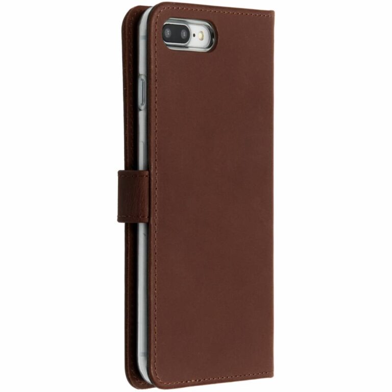 Selencia Echt Lederen Bookcase Apple iPhone 8 Plus / 7 Plus - Bruin - Afbeelding 3