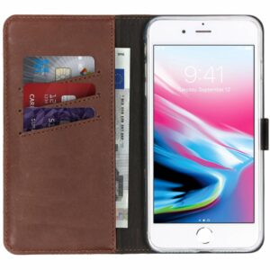 Selencia Echt Lederen Bookcase Apple iPhone 8 Plus / 7 Plus - Bruin