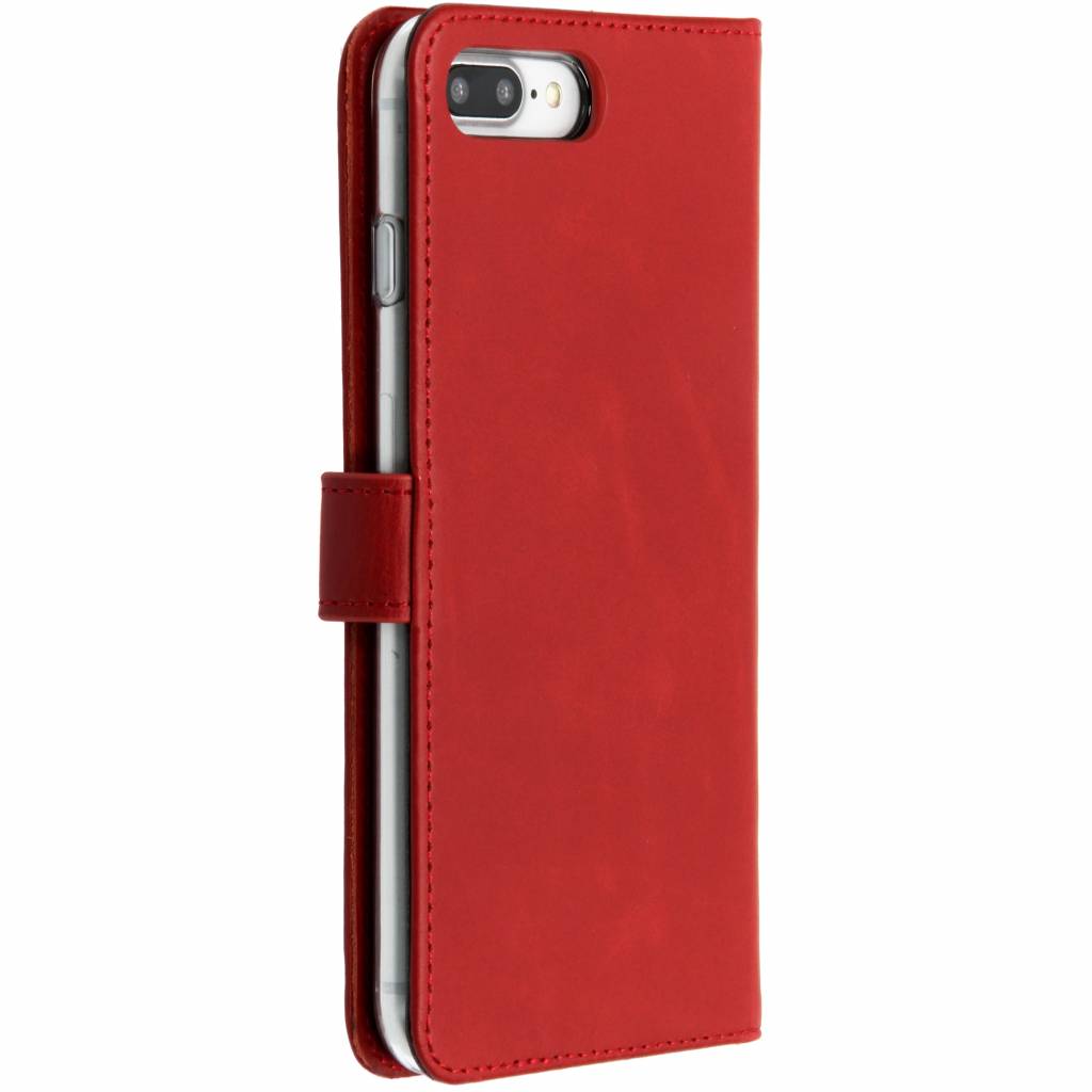 Selencia Echt Leren Bookcase Apple iPhone 8 Plus / 7 Plus - Rood - Afbeelding 3
