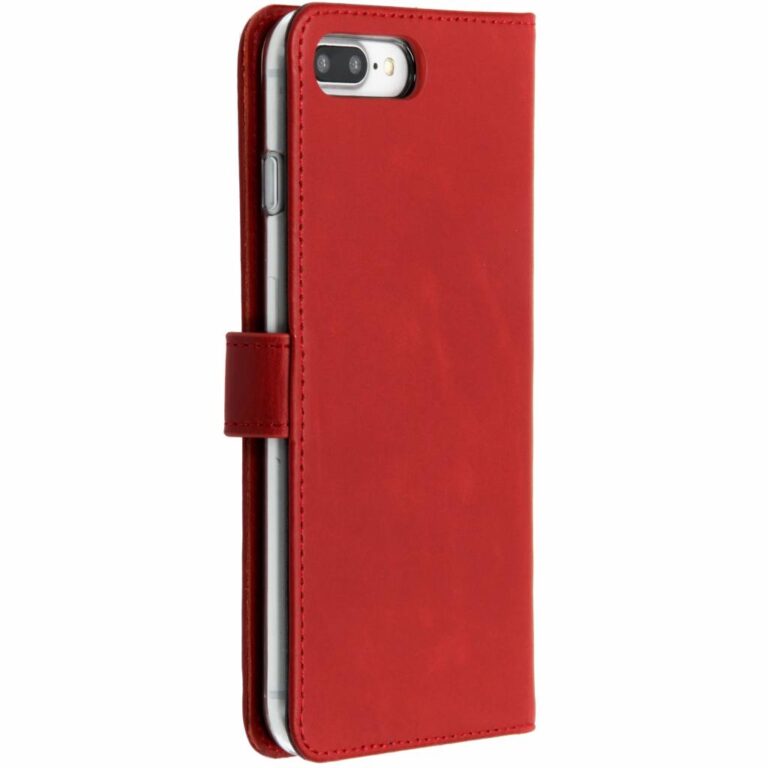 Selencia Echt Lederen Bookcase Apple iPhone 8 Plus / 7 Plus - Rood - Afbeelding 3