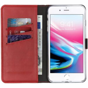 Selencia Echt Lederen Bookcase Apple iPhone 8 Plus / 7 Plus - Rood