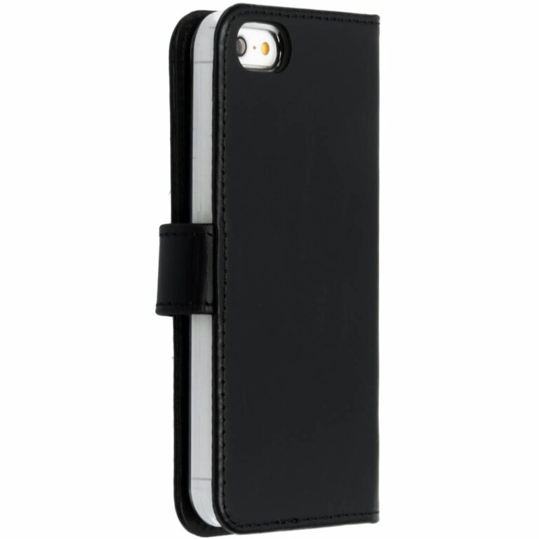 Selencia Echt Lederen Bookcase Apple iPhone SE / 5 / 5s - Zwart - Afbeelding 3
