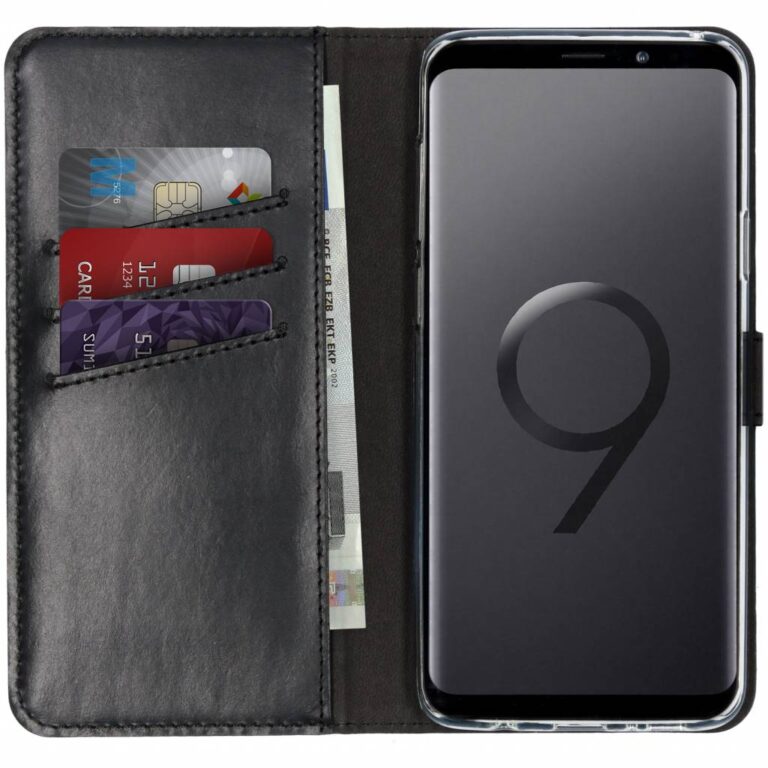 Selencia Echt Lederen Bookcase Samsung Galaxy S9 Plus - Zwart - Afbeelding 3