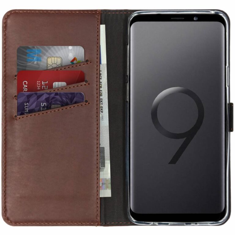 Selencia Echt Lederen Bookcase Samsung Galaxy S9 Plus - Bruin - Afbeelding 3