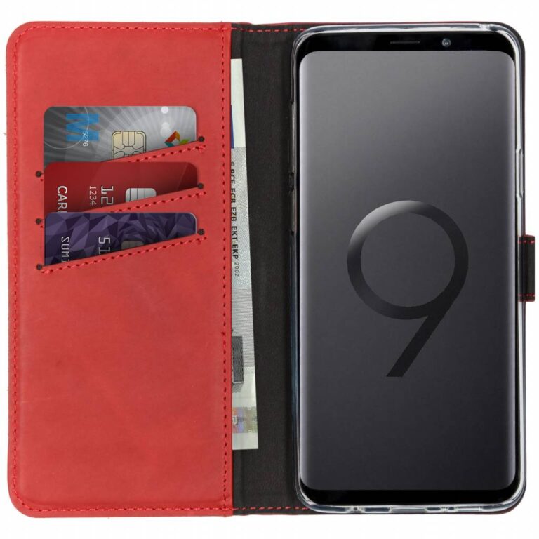 Selencia Echt Lederen Bookcase Samsung Galaxy S9 Plus - Rood - Afbeelding 3