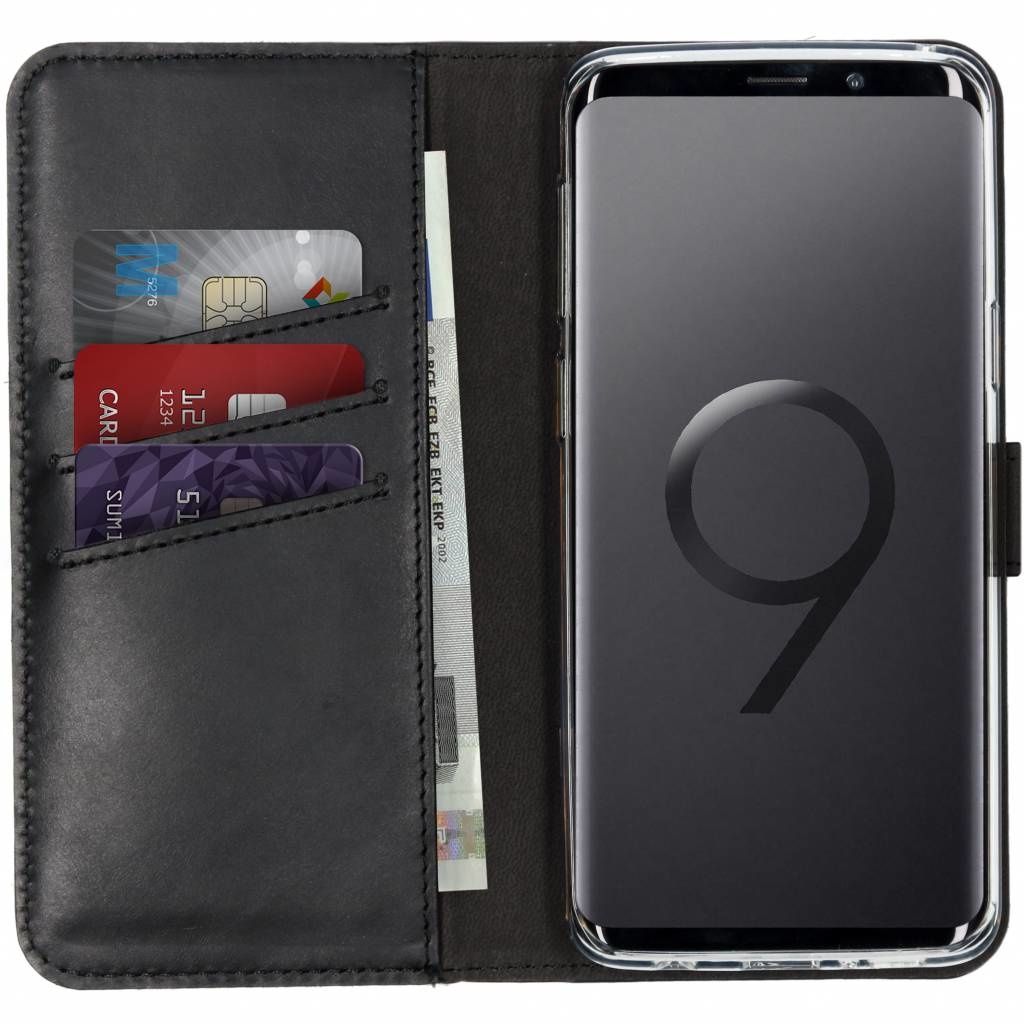 Selencia Echt Lederen Bookcase Samsung Galaxy S9 – Zwart