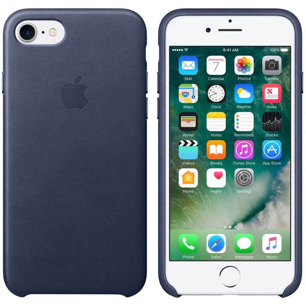 Leather Backcover Apple iPhone SE (2022 / 2020) / 8 / 7 - Midnight Blue - Afbeelding 3