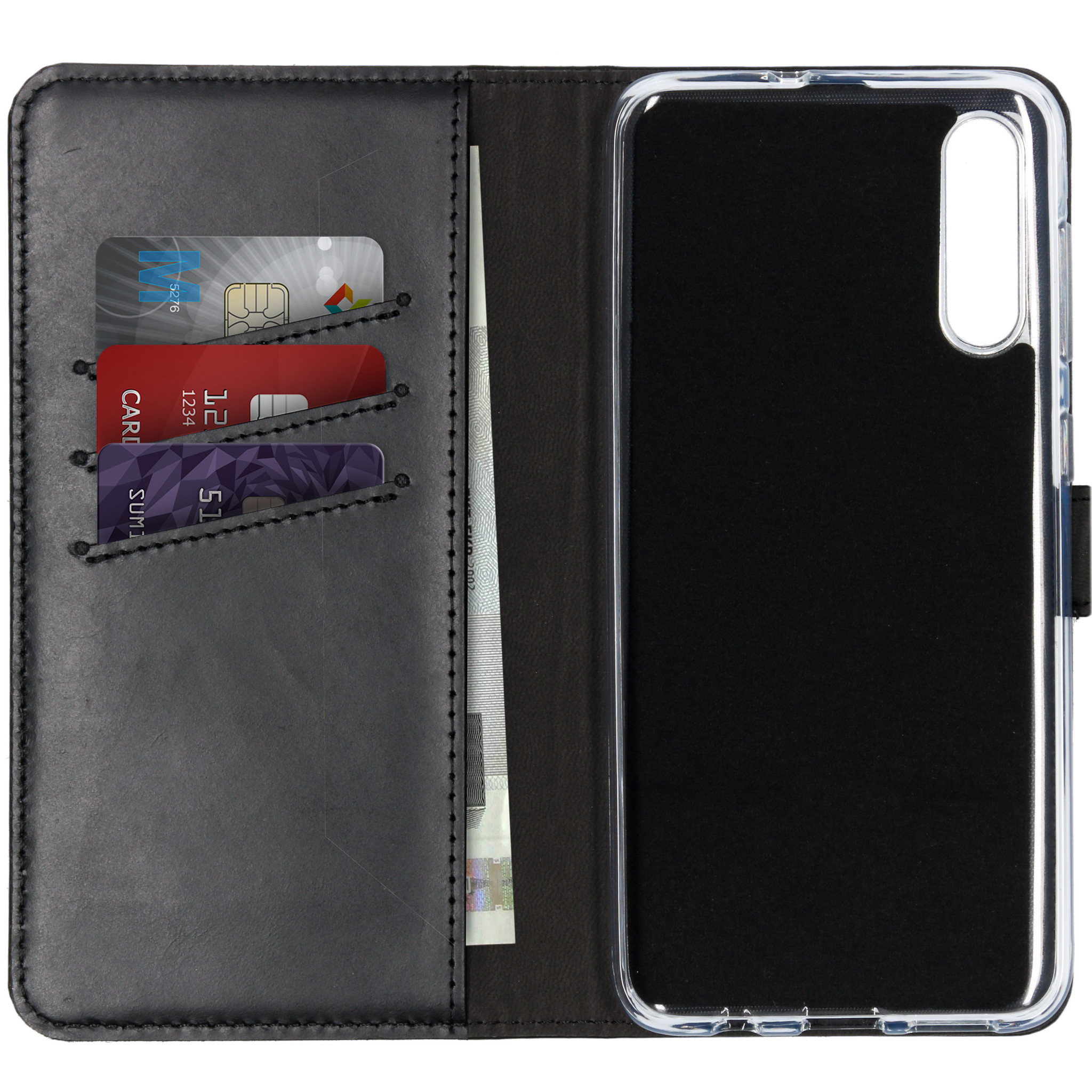 Selencia Echt Leren Bookcase Samsung Galaxy A50 / A30s - Zwart - Afbeelding 3