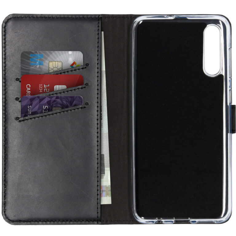 Selencia Echt Lederen Bookcase Samsung Galaxy A50 / A30s - Zwart - Afbeelding 3