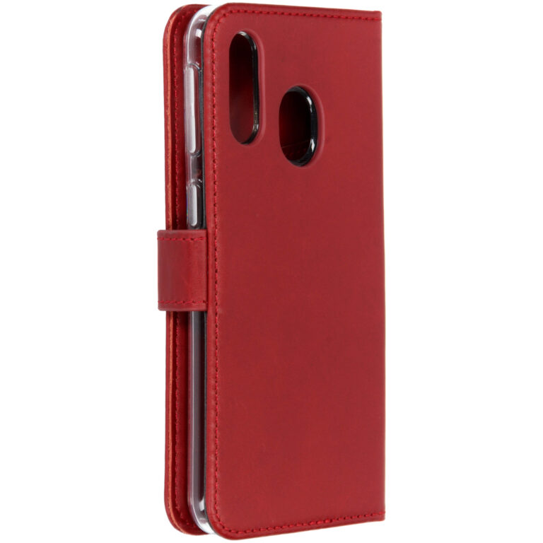 Selencia Echt Lederen Bookcase Samsung Galaxy A40 - Rood - Afbeelding 2