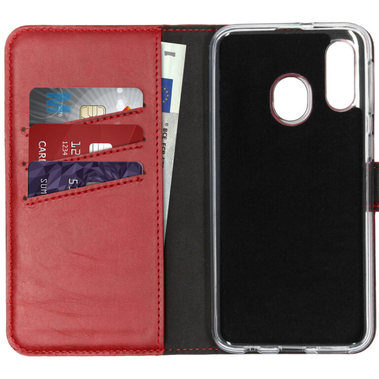 Selencia Echt Lederen Bookcase Samsung Galaxy A40 - Rood - Afbeelding 3