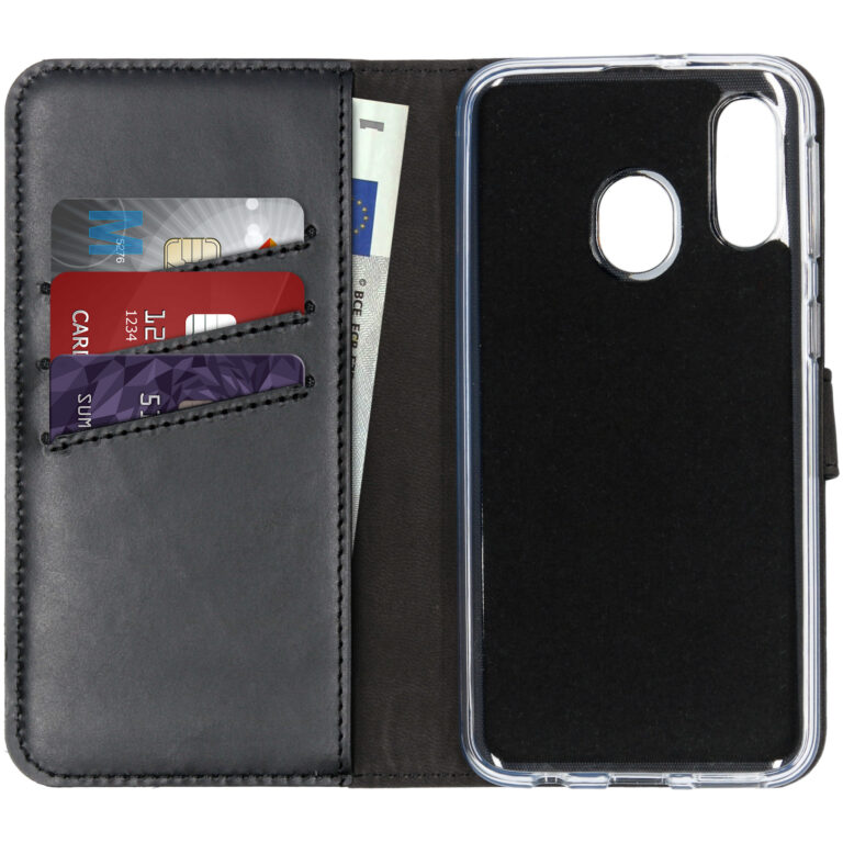 Selencia Echt Lederen Bookcase Samsung Galaxy A40 - Zwart - Afbeelding 3