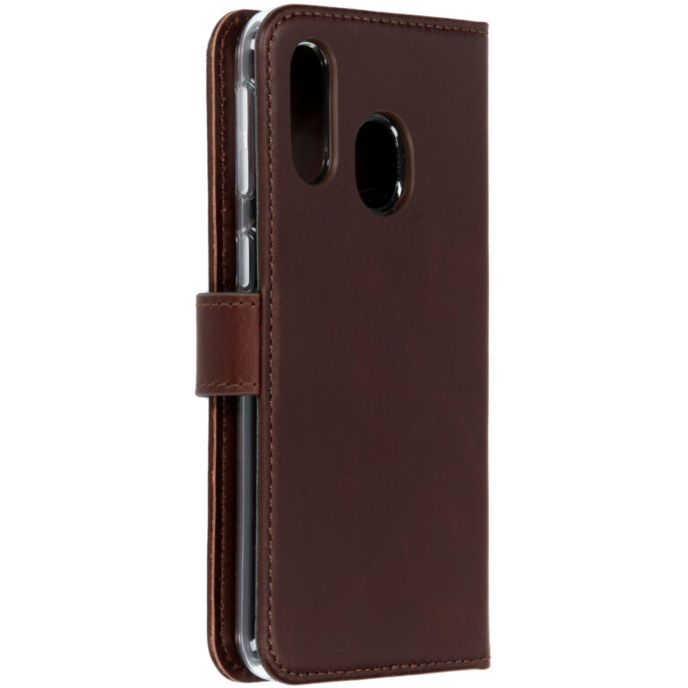 Selencia Echt Lederen Bookcase Samsung Galaxy A40 - Bruin - Afbeelding 2