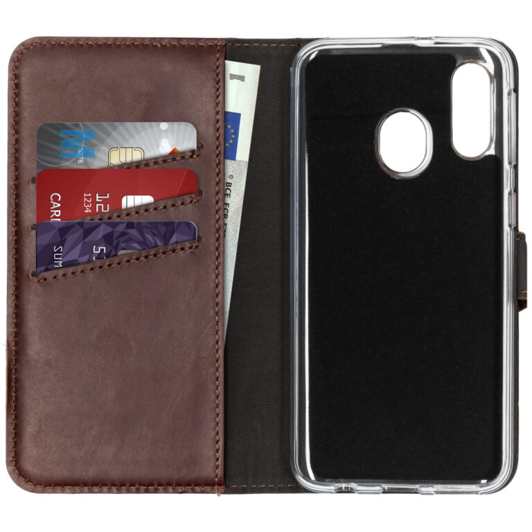 Selencia Echt Lederen Bookcase Samsung Galaxy A40 - Bruin - Afbeelding 3