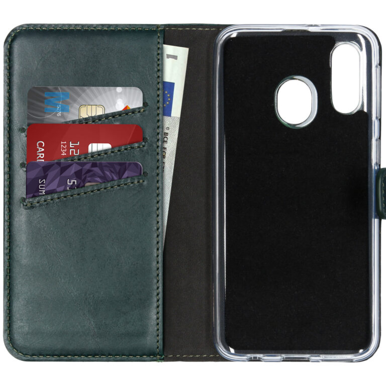 Selencia Echt Lederen Bookcase Samsung Galaxy A40 - Groen - Afbeelding 3
