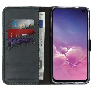 Selencia Echt Leren Bookcase Samsung Galaxy S10e - Groen