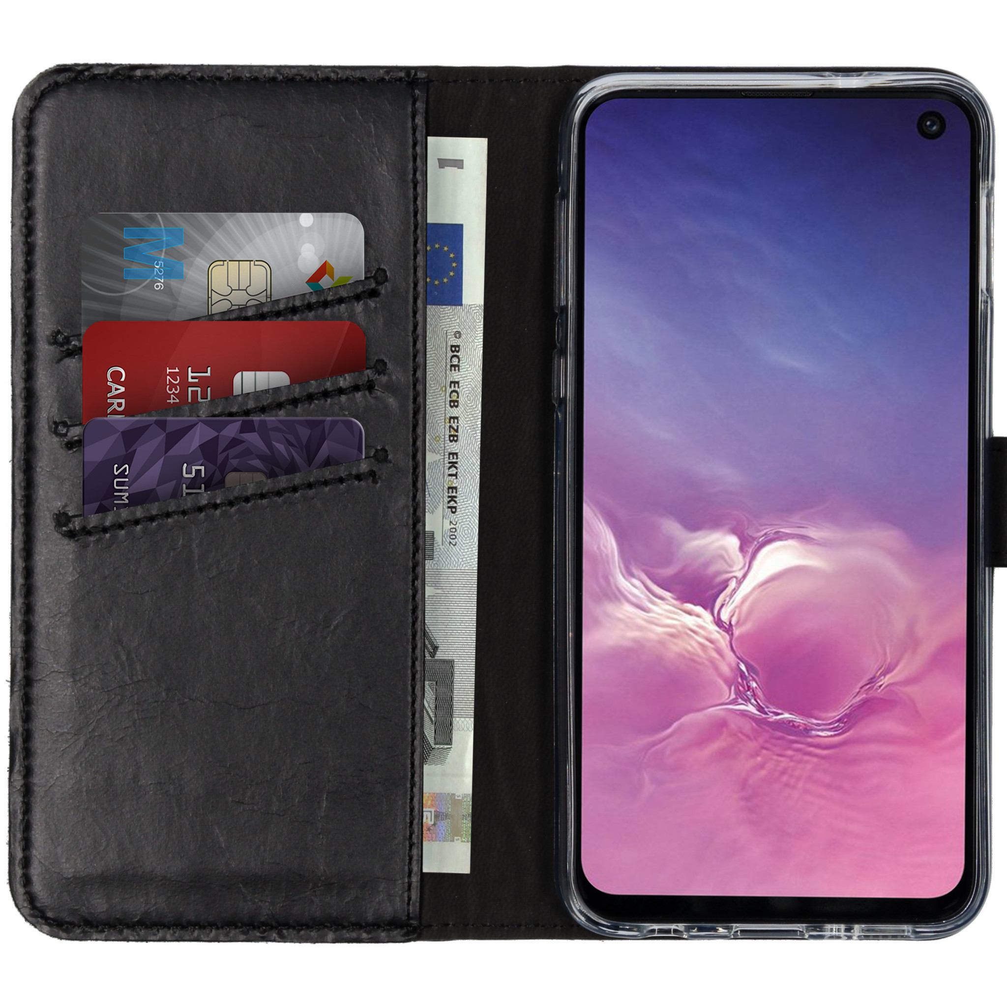 Selencia Echt Lederen Bookcase Samsung Galaxy S10e – Zwart