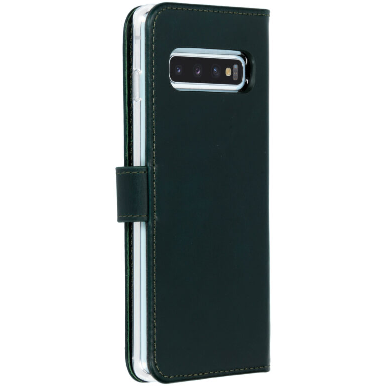 Selencia Echt Lederen Bookcase Samsung Galaxy S10 - Groen - Afbeelding 3