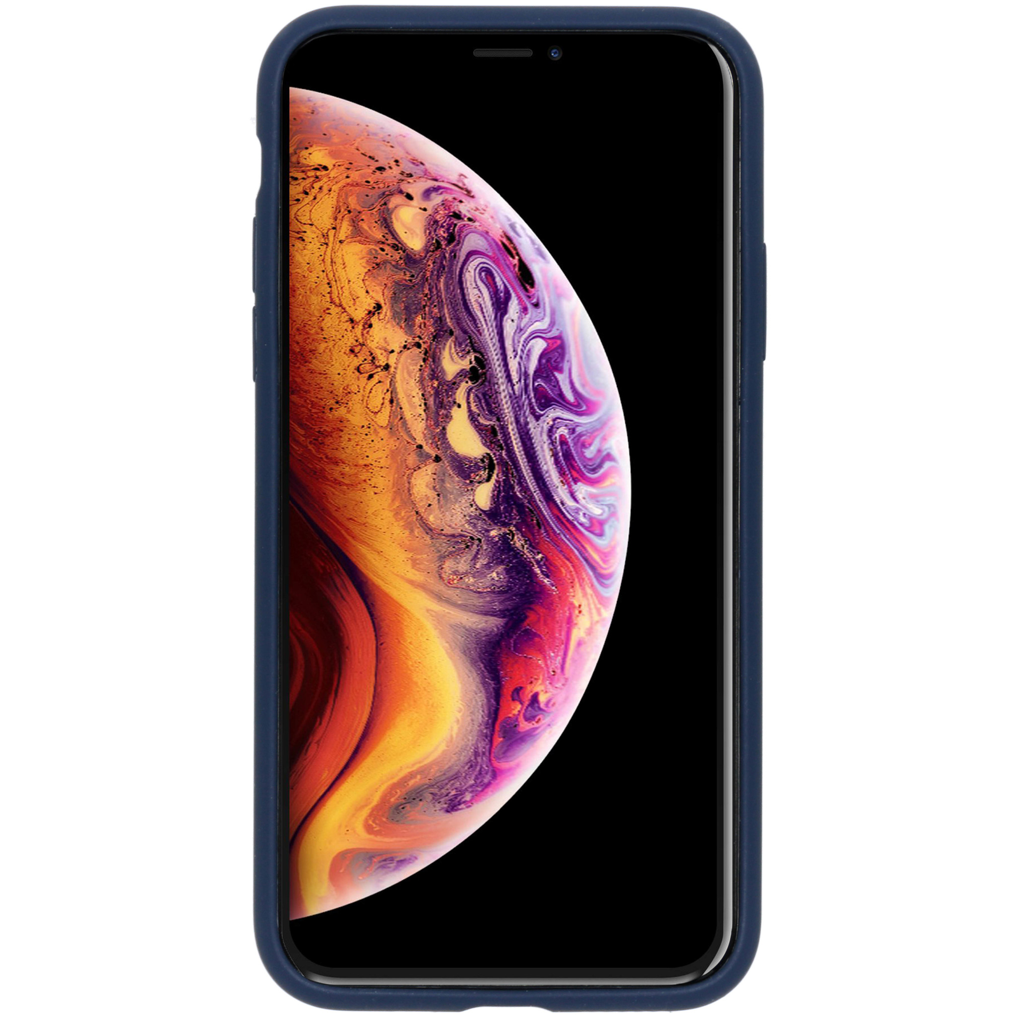 Accezz Liquid Silicone Backcover Apple iPhone X / Xs - Donkerblauw - Afbeelding 3