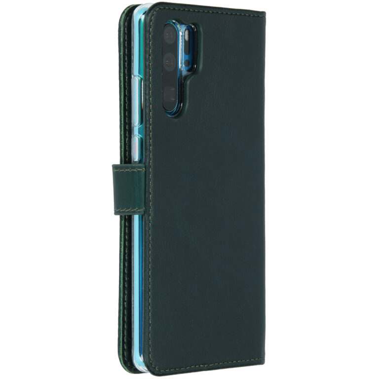 Selencia Echt Lederen Bookcase Huawei P30 Pro - Groen - Afbeelding 3