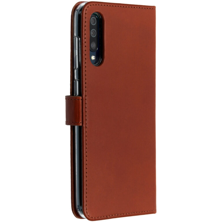 Selencia Echt Lederen Bookcase Samsung Galaxy A50 / A30s - Lichtbruin - Afbeelding 2