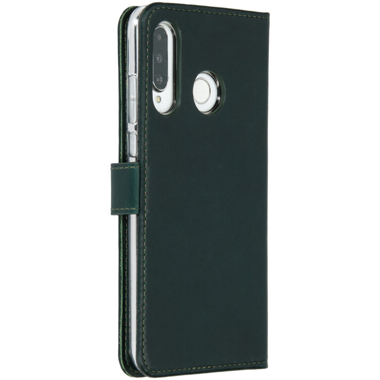 Selencia Echt Lederen Bookcase Huawei P30 Lite - Groen - Afbeelding 3