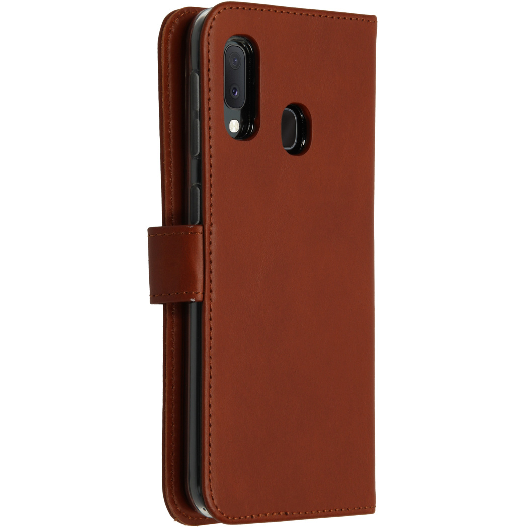 Selencia Echt Leren Bookcase Samsung Galaxy A20e - Lichtbruin - Afbeelding 3