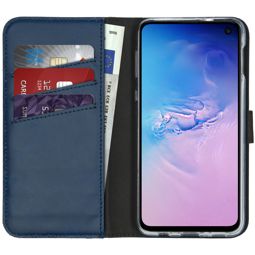 Selencia Echt Lederen Bookcase Samsung Galaxy S10e – Blauw
