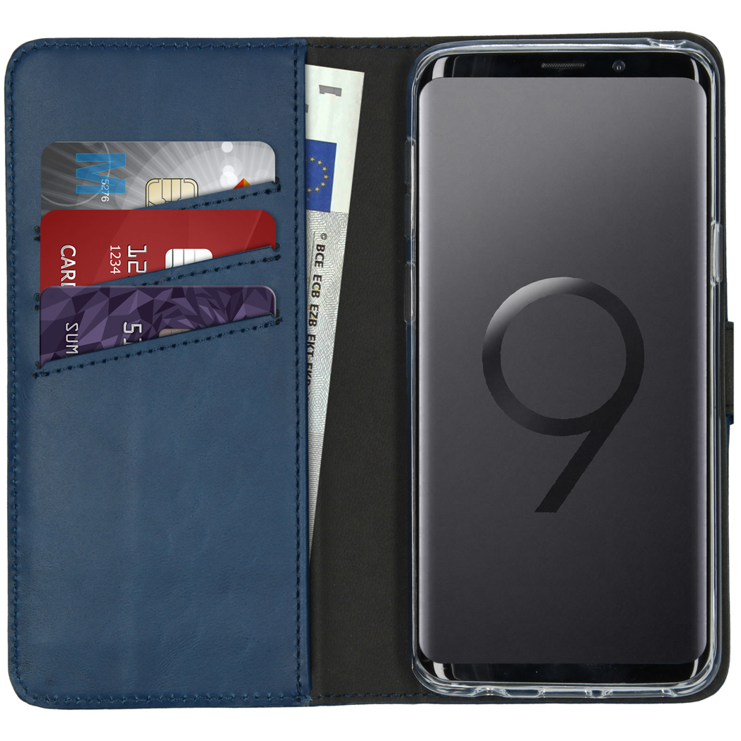 Selencia Echt Lederen Bookcase Samsung Galaxy S9 – Blauw